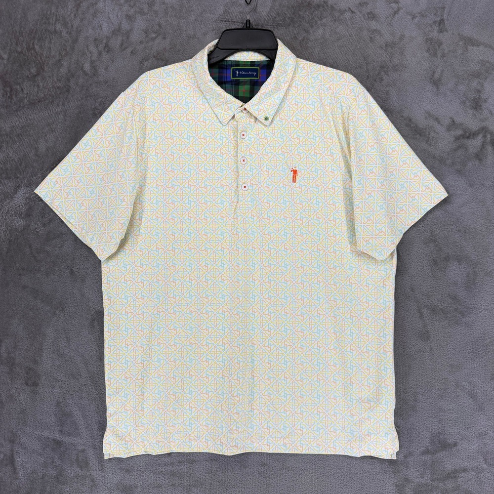 William Murray Polo Mens Large Short Sleeve Geometric Multicolor EUC